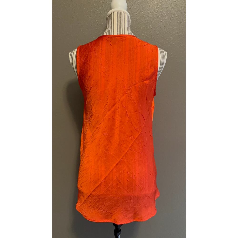 Rafaella Orange Satin Braided Neck Sleeveless Blouse Size M - Picture 6 of 8